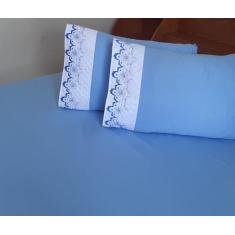 Jogo de Lencol Solteiro 2 Pecas Bordado Percal 400 Fios - Bordados Elz