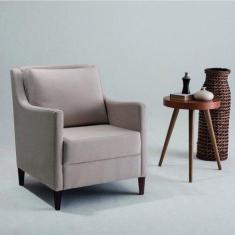 Poltrona Ellen Tecido Veludo Bege Pes Imbuia - Sofani