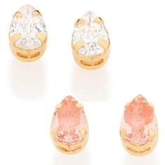 Brincos banhado ouro 3x 24k 18k e 22k femininos segundo furo infantil 