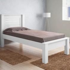 Cama Solteiro Roma Branco com Colchão - CasaH
