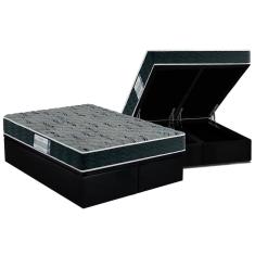 Cama Box Baú Queen: Colchão Espuma Probel D33 ProDormir Advanced Mega Resistente + Base crc Suede Black(158x198)