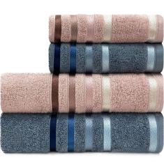 Jogo de Toalhas 4 Peças Banhão Gigante + Rosto Fio Penteado Lumina Karsten - Emcompre