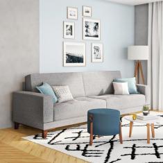 Sofá Edimburgo 4 Lugares Linho Cinza 280 cm - Mobly