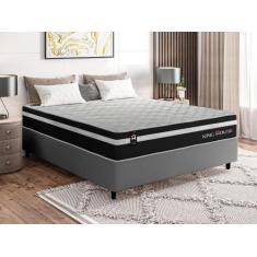 Conjunto Cama Box c/ Molas Ensacadas Durham Preto Casal 138x188x60 - K