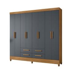 Guarda Roupas Casal 8 Portas 4 Gavetas Flórida Freijó/cinza Moval