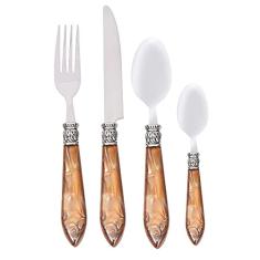 Faqueiro com 24 Peças em Aço Inox Caramelo - Kenya