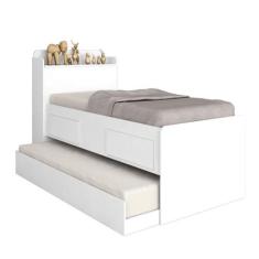 Cama Bibox Robel Onix com 2 Gavetas e Bau Branca, Branco