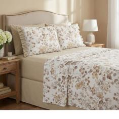 Jogo Lençol Casal 4 Peças 100% Algodão Percal 180 fios Babadinho - ENX