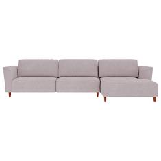 Sofá 370cm com Chaise Direita Franz Suede Rosê - Gran Belo