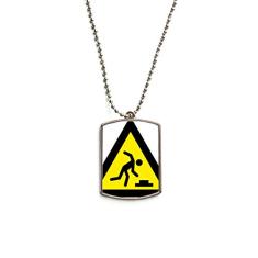 DIYthinker Colar para animais de estimação com pingente de corrente de aço inoxidável amarelo e preto com símbolo de aviso