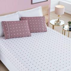 Jogo de Lençol Solteiro Petit Poa 200 Fios 2 Peças - Rose