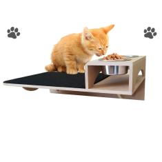 Prateleira Com Comedouro Suspenso Para Gatos