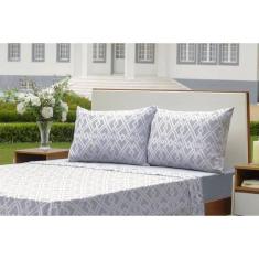 Jogo de Lençol Completo 4 Peças Portallar Cotton Match Zirconia/Cinza Prata Queen