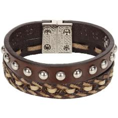 Pulseira Fabricada em Couro Bordado com Rebites - Pyramid Country 16968