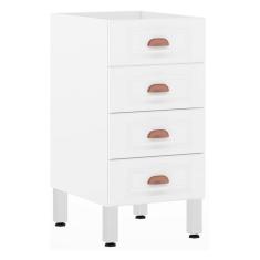 Balcão De Cozinha S/ Tampo 40cm 4 Gavetas Branco Polar