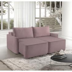 Sofá Retrátil 160cm com Porta USB 2 Lugares Moon 2326 Rosa