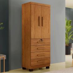 Guarda-Roupa Solteiro Gales 2 Portas 4 Gavetas com Chave Cinamomo - Panorama Móveis