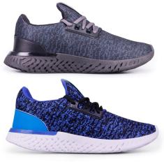 kit 2 Tenis para treino academia caminhada corrida macio-Masculino