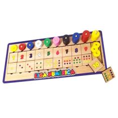 Liga numérica brinquedo pedagógico e educativo em mdf