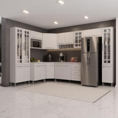 Cozinha Modulada Completa Fidelitá Viena 9 Peças 515cm 20 Portas 3 Gavetas Com Tampo Branco