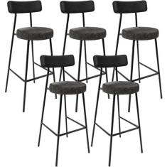 Kit 05 Banquetas Alta Bar Cozinha Sala De Jantar Milão L02 material si