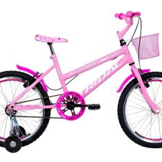 Bicicleta Aro 20 Feminina Infantil Roda Lateral Rosa