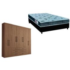 Cama Box Casal + Colchão D45 Cecina + Guarda Roupa Master 8.6 Atacama 