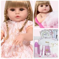 Boneca Reborn Loira Recem Nascida Princesa + Kit 20 Itens - Cegonha Re