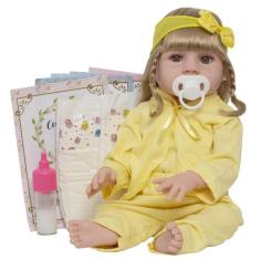 Boneca Tipo Reborn Abigail Corpo de Vinil Siliconado Pijama - Cegonha 