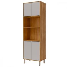 Paneleiro Torre Quente 4 Portas 70cm em MDF Divina MGM Móveis - Cinamomo/Off White