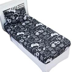 Lençol Elástico Solteiro Micropercal 200 Fios Menino Game - Lux Enxova