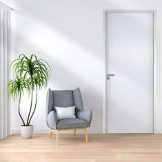 Kit Porta De Madeira 210x92cm Batente 9,5cm Lisa Primer Uniportas  Branco