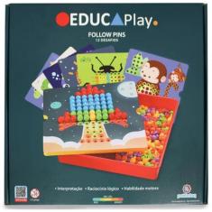 Brinquedo Educativo Follow Pins 12 Desenhos + 180 Pinos EducaPlay - Po