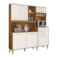 Armario Cozinha 6 Portas e 2 Gavetas Salsa Avela/Off White Cristal