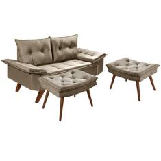 Sofá Namoradeira Bariloche 2 Lugares com Duas Banquetas Rubi Bege Esse