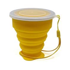 Copo de mão de café 350 ml copo de água de grau alimentício viagem silicone retrátil colorido portátil copos dobráveis ao ar livre (amarelo)