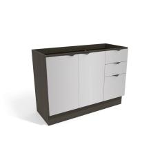 Balcão de Cozinha 120cm 2 Portas 3 Gavetas Kappesberg Onix/Steel