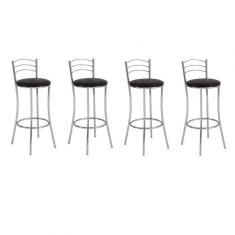 Conjunto 4 Banquetas Alta 3 Arames Unimóvel Cromado