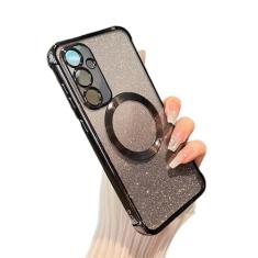 ZTOFERA Capa magnética transparente para Samsung Galaxy S24 5G com brilho gradiente Peice (2 em 1), luxuosa capa transparente brilhante brilhante para mulheres e meninas, capa protetora de TPU à prova