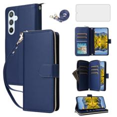Asuwish Capa de celular para Samsung Galaxy A54 5G com protetor de tela de vidro temperado e carteira com zíper e compartimento para cartão com suporte flip acessórios para celular A545G A 54 54A 4G