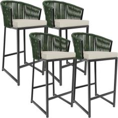 Kit 04 Banqueta Para Área Gourmet Cozinha Varanda Corda Náutica Sunset