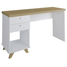Mesa Para Computador Escrivaninha 2 Gavetas Sky Olmo/Branco - Artany, 