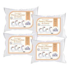 Kit 4 Travesseiros Médios 14cm - Penas com Plumas - Daune