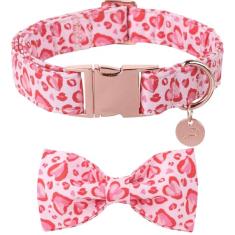 UP URARA PUP Coleira de Dia dos Namorados com gravata borboleta, gravata borboleta de coração rosa com fivela de metal, coleira de presente de dia dos namorados para filhotes, meninas, meninos ou