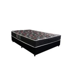 Cama Box Casal Colchão Espuma D33 Oriental Preto Ducci + Box Suede Pre