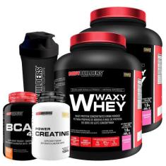Waxy Whey 2Kg Morango + Bcaa 100G + Creatine 100G + Shaker - Bodybuild