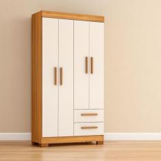 Guarda Roupa Solteiro com Pés 4 Portas 2 Gavetas NT 6010 Notável Móvei