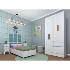 Guarda Roupa 4 Portas 2 Gavetas Oregon Tcil Móveis - Neve