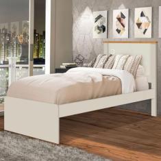 Cama de Solteiro Barcelona Off White/Mad - Tebarrot, Bege, Moderno