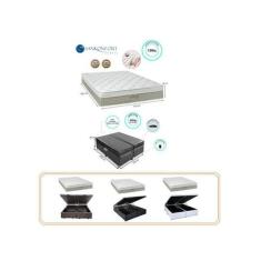 Conjunto Cama Box Baú  Casal King + Colchão Sankonfort Strong 193x203x